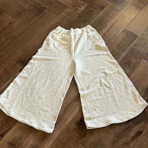 Free People Cream Knit Wide Leg Pants Size large